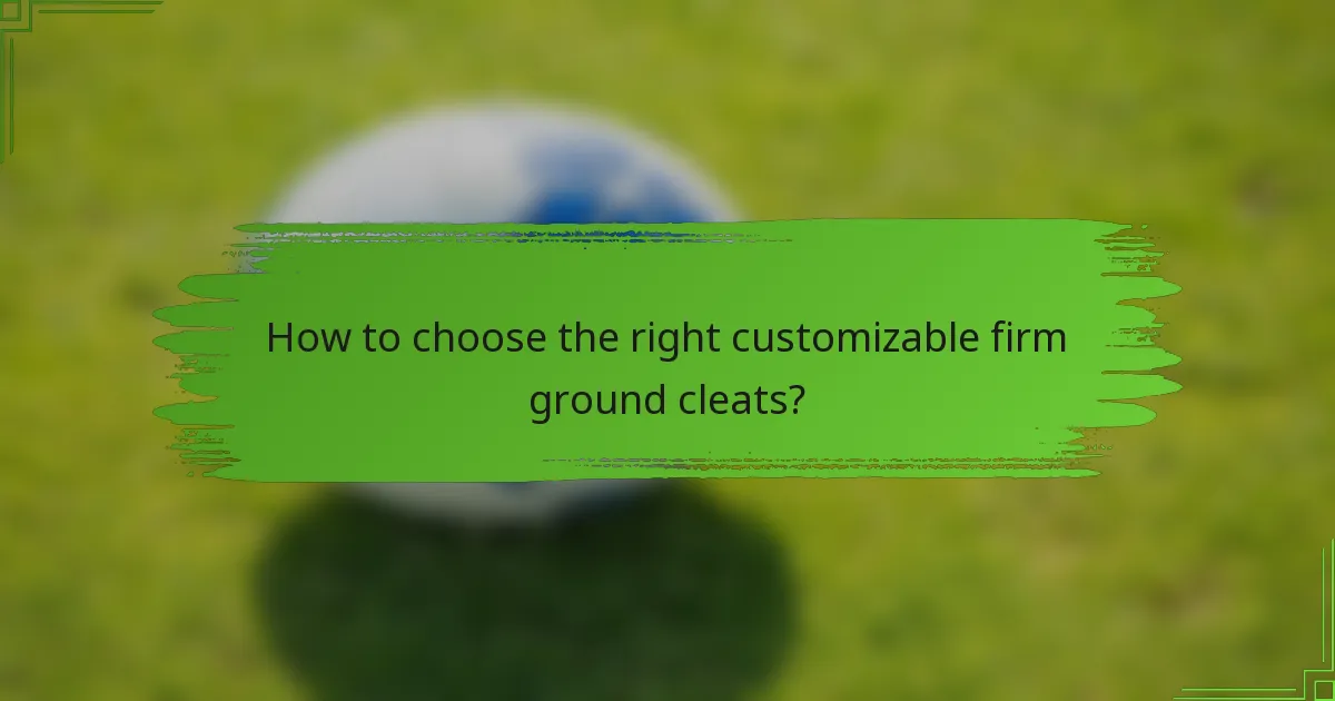 How to choose the right customizable firm ground cleats?