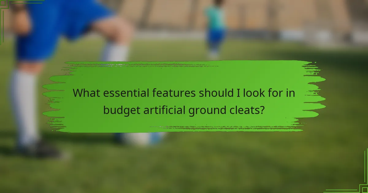 What essential features should I look for in budget artificial ground cleats?