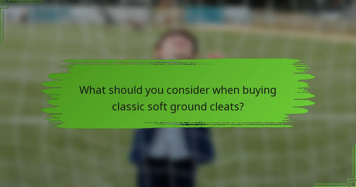 What should you consider when buying classic soft ground cleats?
