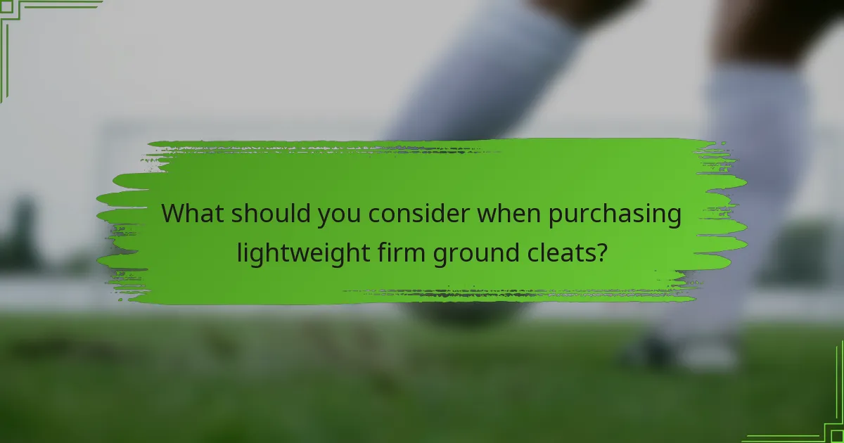 What should you consider when purchasing lightweight firm ground cleats?