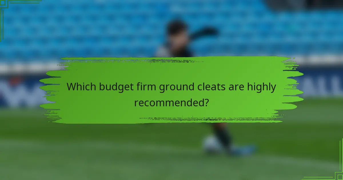 Which budget firm ground cleats are highly recommended?